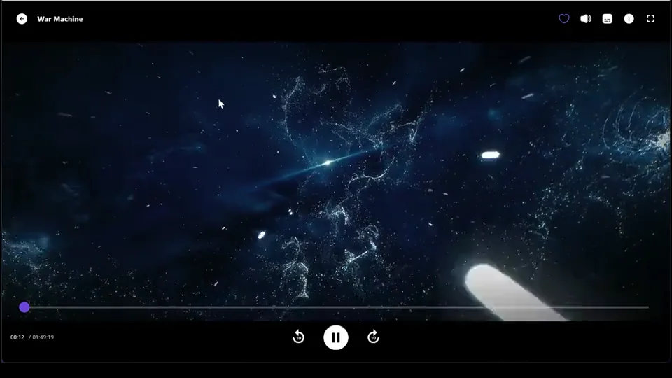 Lecteur vidéo avec barre de progression et contrôles audio/sous-titres